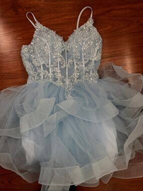 Amazon Essentials Powder Blue Tulle Party Dress with Embellished Bodice